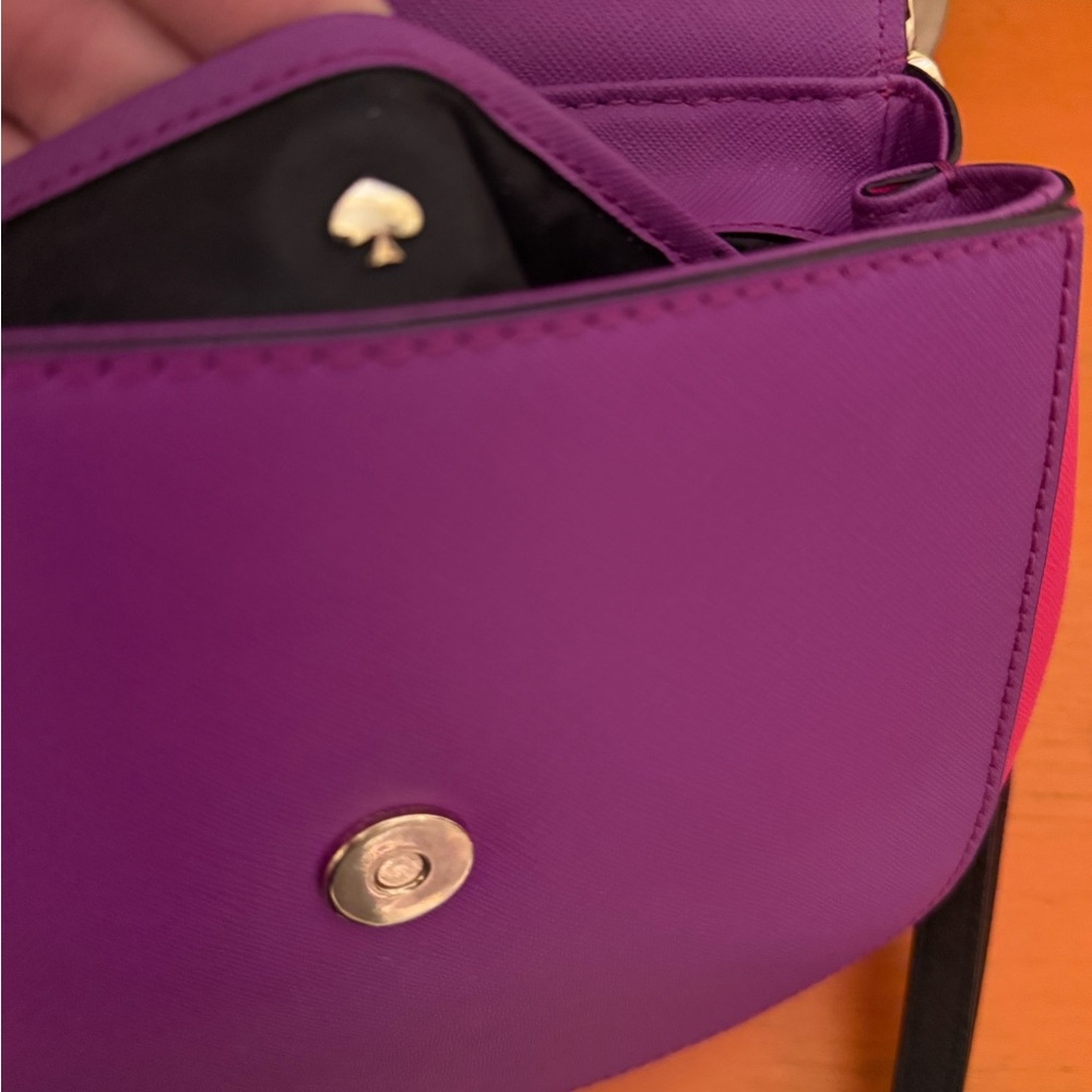 kate spade Purple Glitter Flap Crossbody Bag with Black Strap - Picture 13 of 15